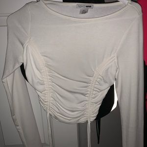 Fashion nova Creme ruched long sleeve top
